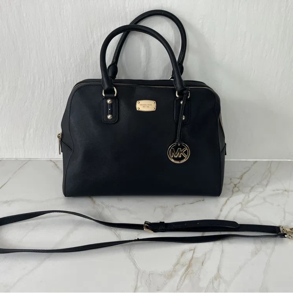 Michael Kors Elegant Black Satchel with Gold Accents